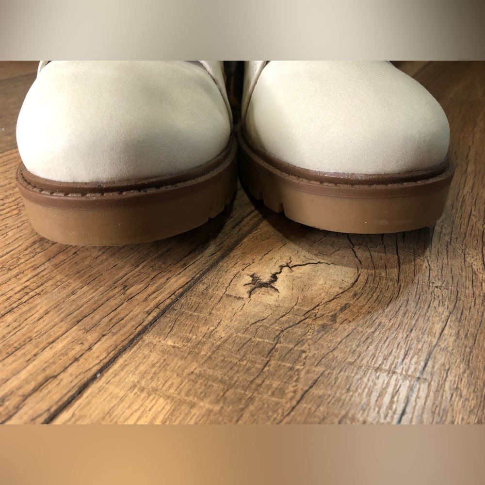 Esprit Lace Up Faux Fur Collar Suede Off White Boots Size 8.5 - Picture 5 of 11